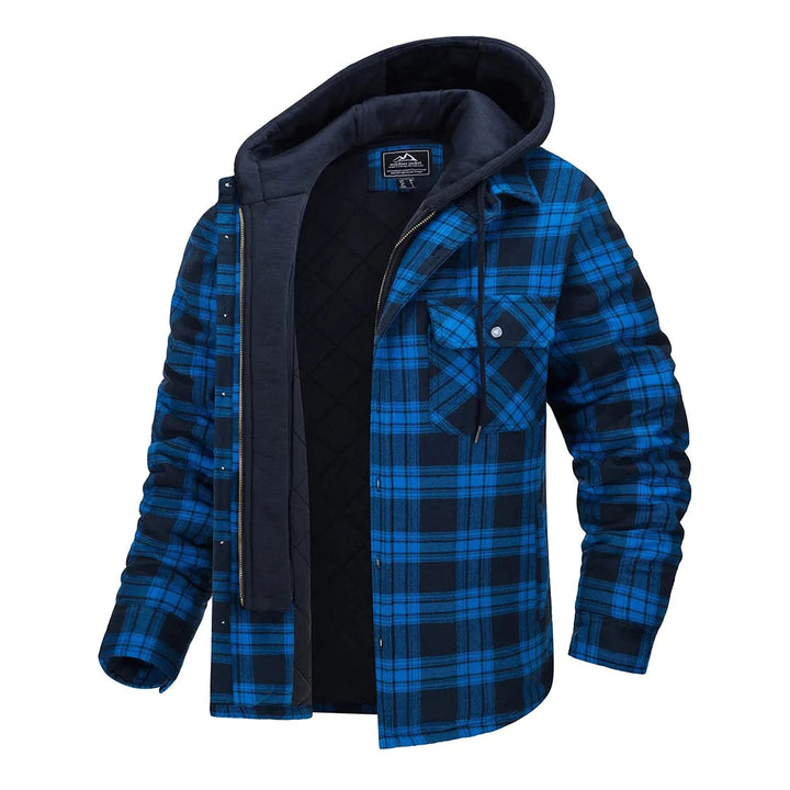 Veste Hiver Homme à Carreaux avec Capuche – Élégante et Confortable pour l'Automne et l'Hiver 2