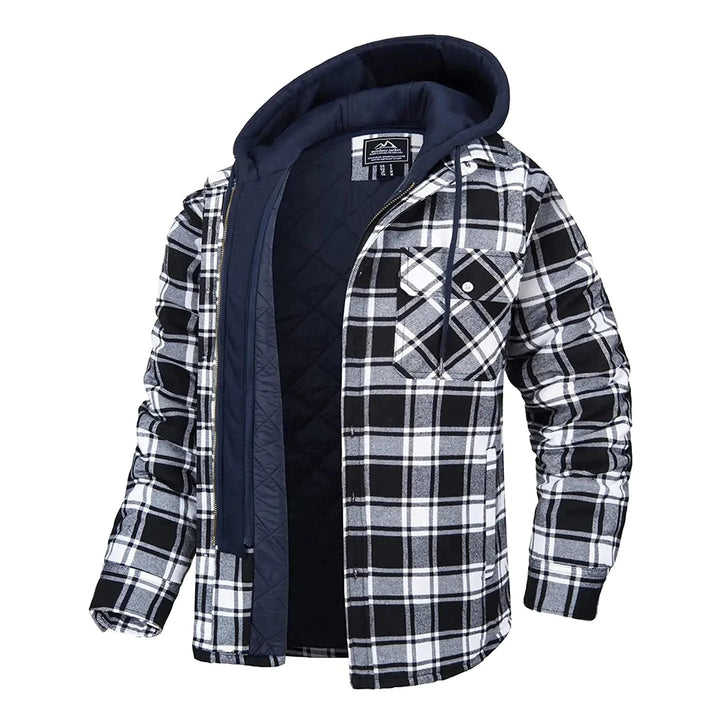Veste Hiver Homme à Carreaux avec Capuche – Élégante et Confortable pour l'Automne et l'Hiver 4