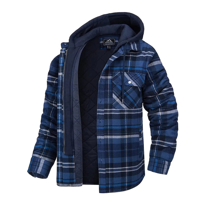 Veste Hiver Homme à Carreaux avec Capuche – Élégante et Confortable pour l'Automne et l'Hiver 5