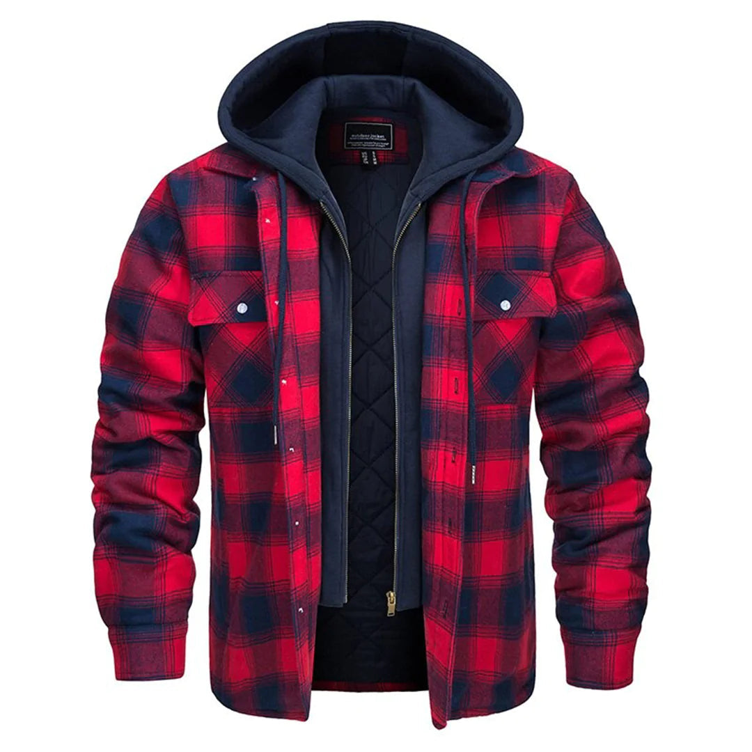 Veste Hiver Homme à Carreaux avec Capuche – Élégante et Confortable pour l'Automne et l'Hiver 6