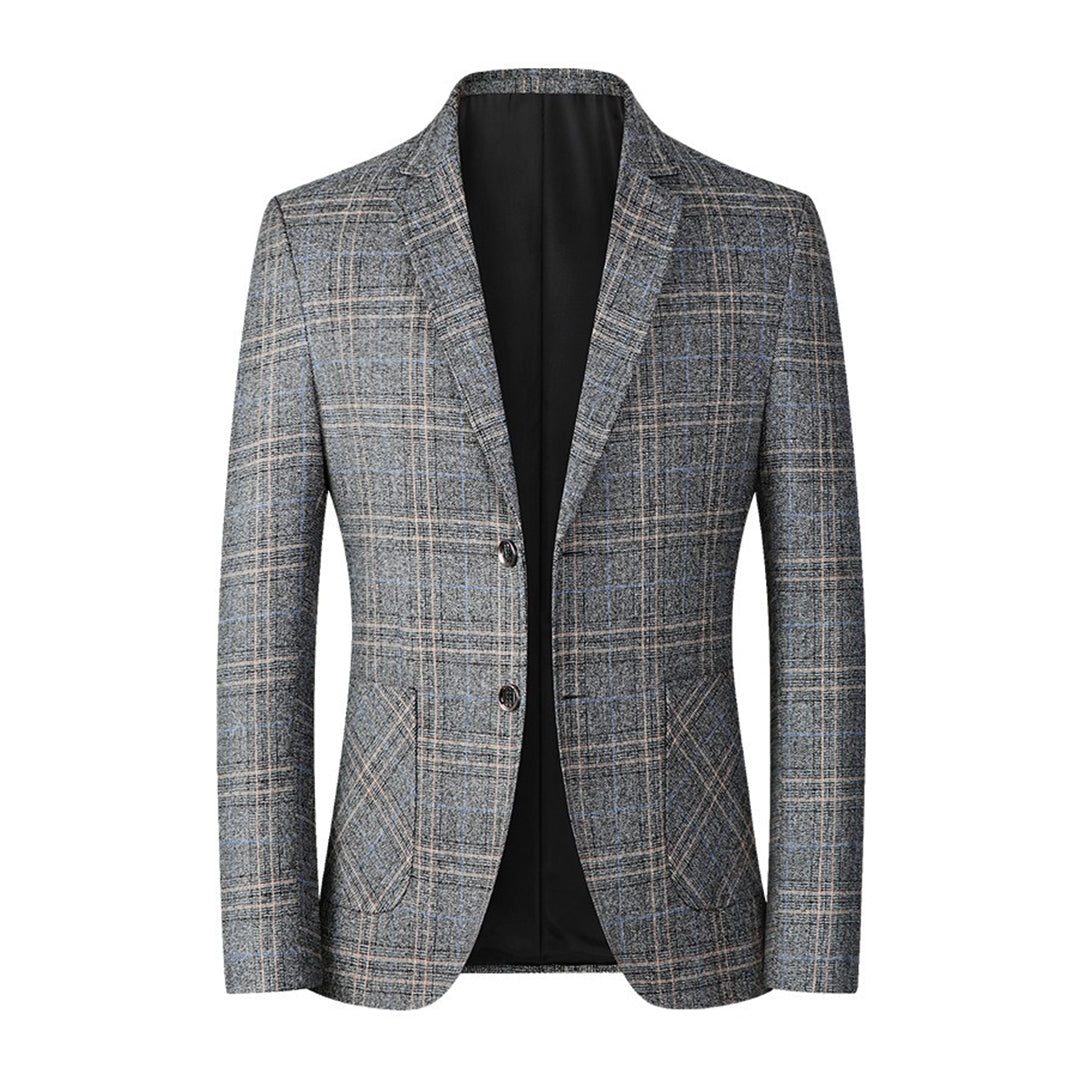 Veste Homme Ajustée en Polyester et Coton, Blazer d'Été Léger avec Motif Brodé et Poches – Élégance et Confort 0