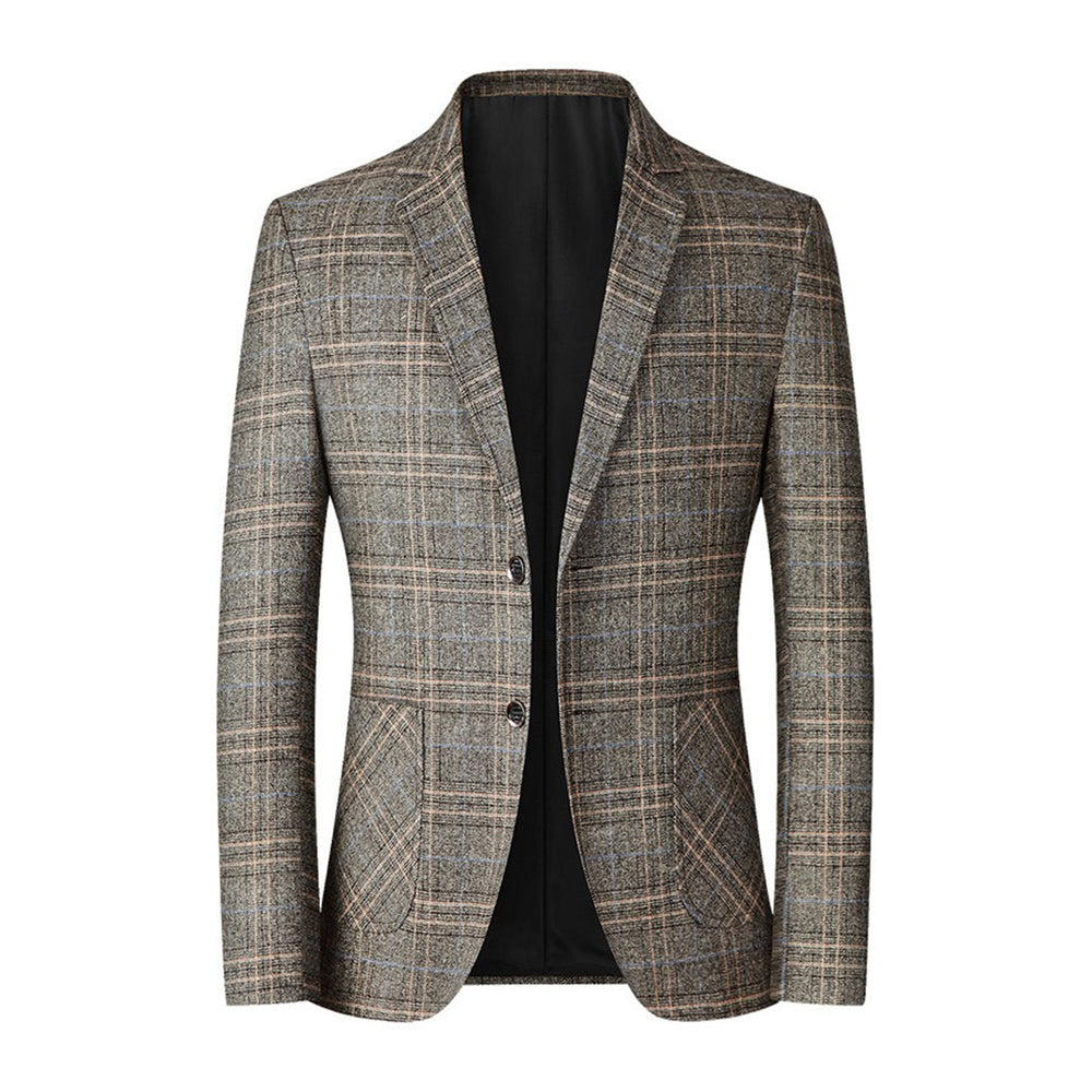 Veste Homme Ajustée en Polyester et Coton, Blazer d'Été Léger avec Motif Brodé et Poches – Élégance et Confort 1