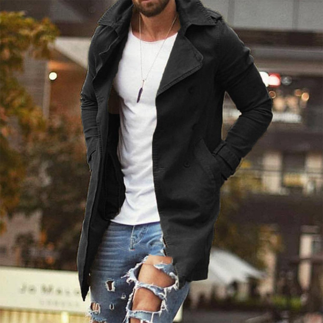Veste d'Été Légère pour Homme en Polyester, Coupe Longue et Élégante, Poches Pratiques, Idéale pour Toutes Saisons 0