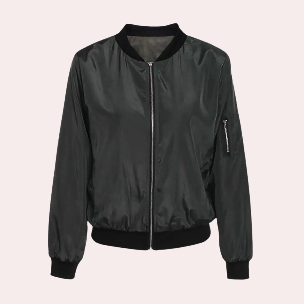 Veste d'été légère pour femmes - Ilaria, bomber mode en vert, noir et rouge 3