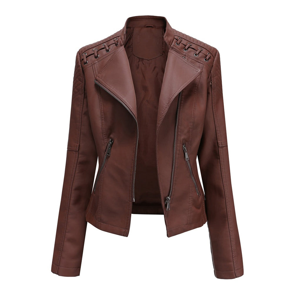 Veste en Cuir Femme Élégante – Style Moderne et Confort Optimal, Cuir PU, Coupe Normale, Détails Chic, Poches Pratiques 1