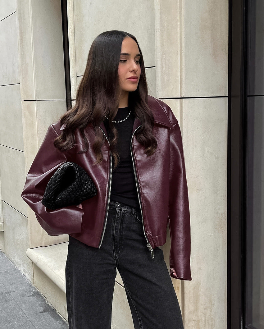 Veste en Cuir Femme Noire Taille M Cuir Écologique 1
