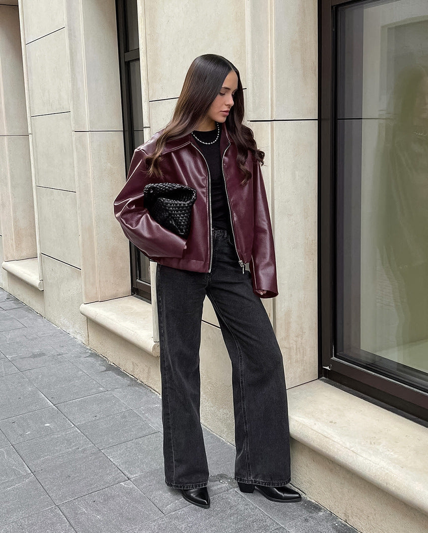 Veste en Cuir Femme Noire Taille M Cuir Écologique 2