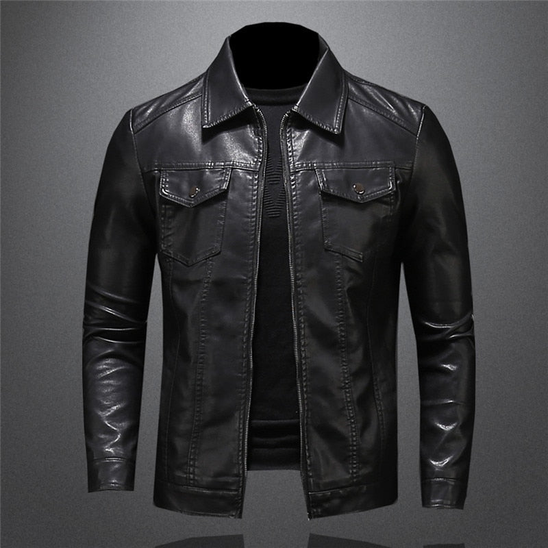 Veste en Cuir Homme Noir avec Poches et Détails en Zip - Élégance et Confort pour Toutes Occasions 0