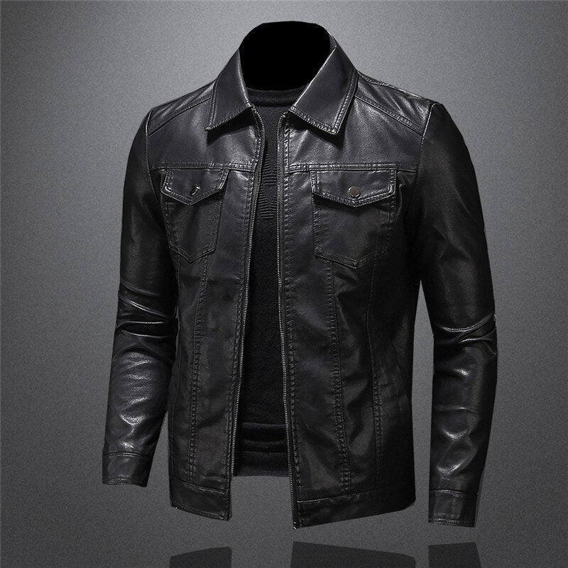 Veste en Cuir Homme Noir avec Poches et Détails en Zip - Élégance et Confort pour Toutes Occasions 3