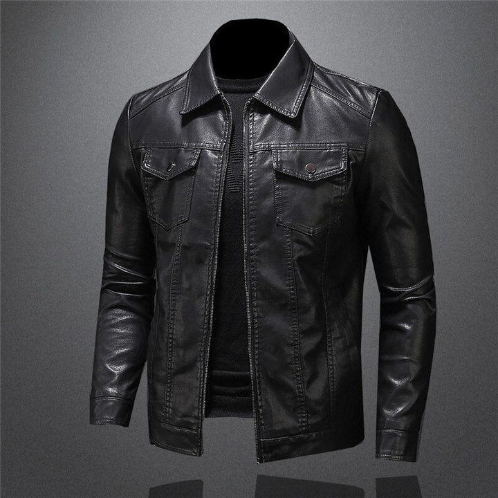Veste en Cuir Homme Noir avec Poches et Détails en Zip - Élégance et Confort pour Toutes Occasions 3