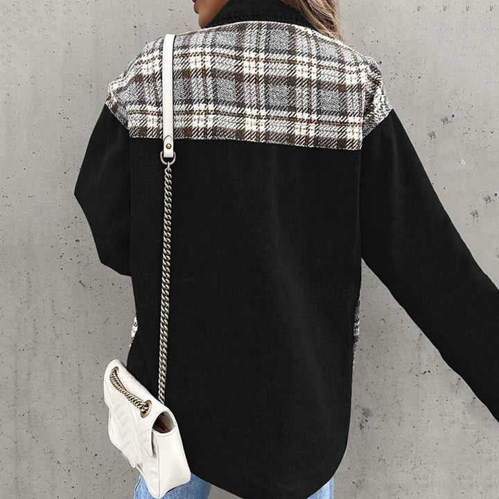 Veste en Jean Femme à Carreaux – Confortable et Élégante, Manches Longues, Polyvalente pour Occasions Décontractées et Formelles 2