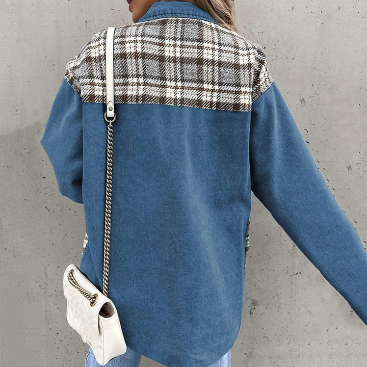 Veste en Jean Femme à Carreaux – Confortable et Élégante, Manches Longues, Polyvalente pour Occasions Décontractées et Formelles 5