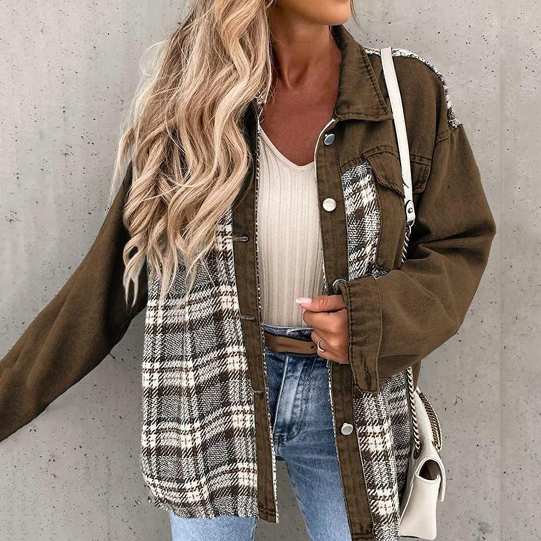 Veste en Jean Femme à Carreaux – Confortable et Élégante, Manches Longues, Polyvalente pour Occasions Décontractées et Formelles 7