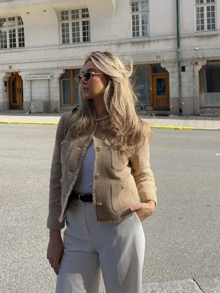 Veste en Tweed Élégante pour Femme – Coupe Ajustée et Matériau de Haute Qualité 1