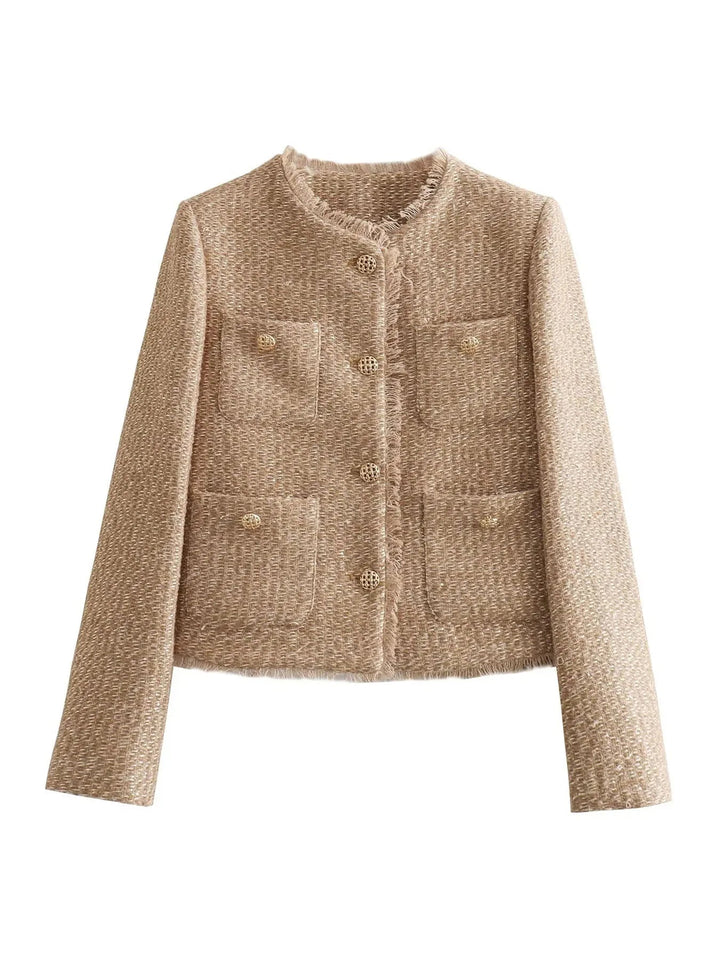 Veste en Tweed Élégante pour Femme – Coupe Ajustée et Matériau de Haute Qualité 4