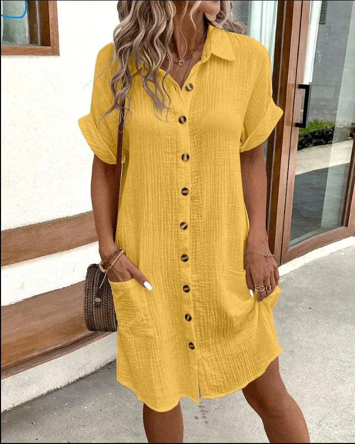 Robe Femme de Polo Élégante en Coton, Style Décontracté avec Col Classique - Disponible en Noir, Blanc, Bleu-2