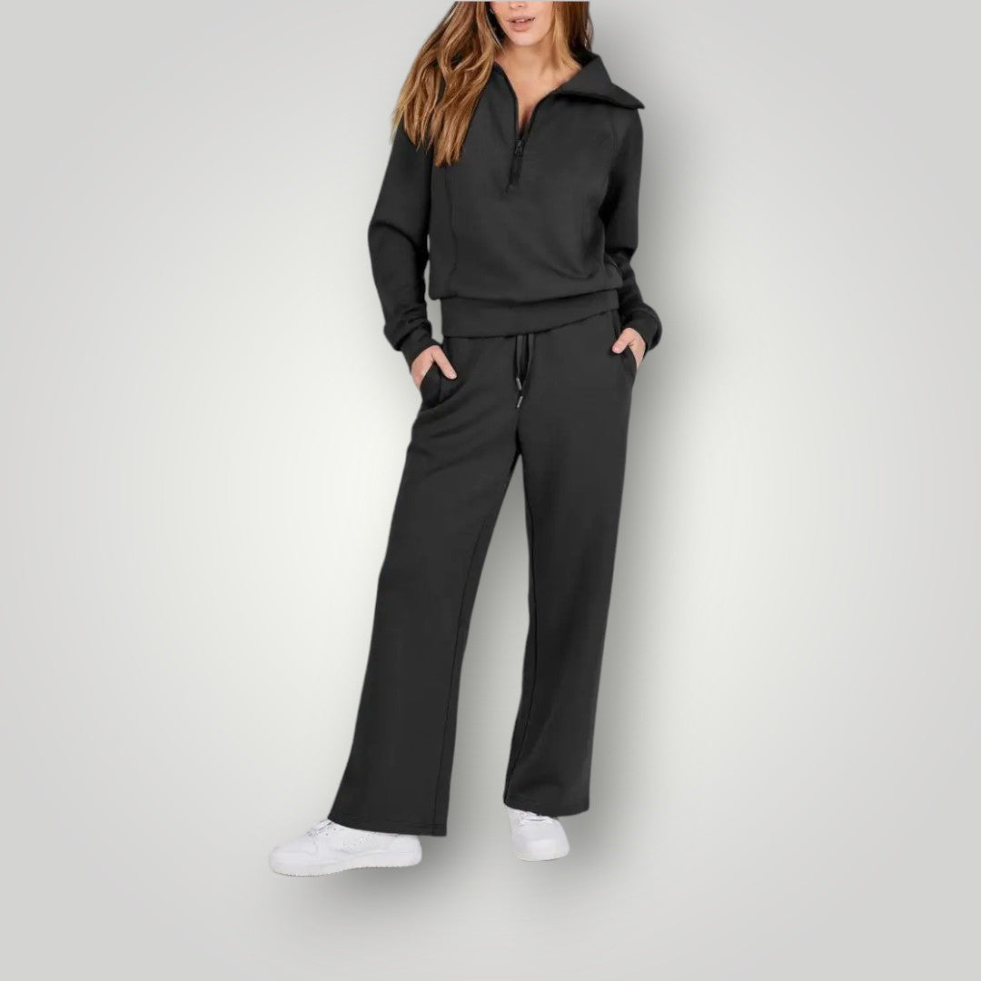 Ensemble de Loungewear Luxe pour Femmes – Sweat-Shirt et Pantalon en Coton, Polyester, Spandex, Confort et Élégance-3
