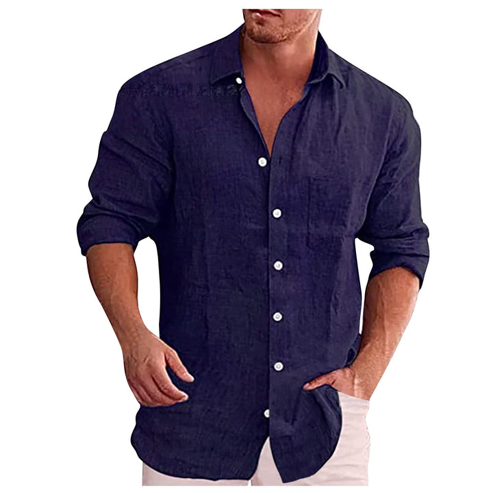Chemise en Lin Homme Décontractée avec Col Revers – Élégante et Confortable pour Toutes Occasions-4