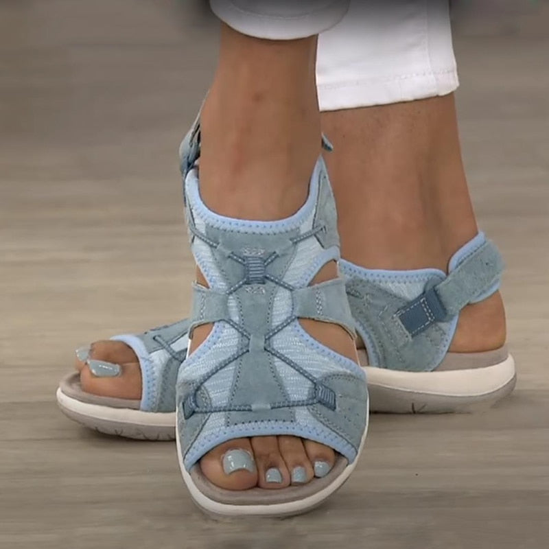 Sandales d'été réglables pour femme avec semelle en mousse à mémoire et soutien de voûte – Confort optimal et design ajustable-1