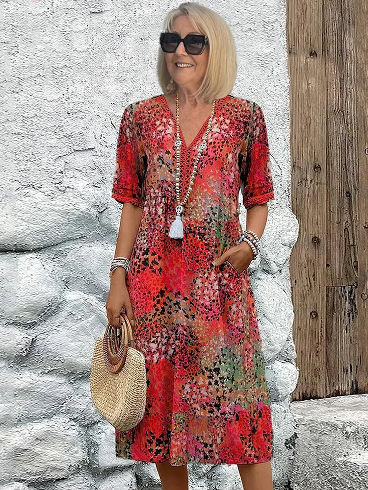 Robe Midi Femme Chic en Polyester – Élégante et Confortable pour Toutes Occasions-1