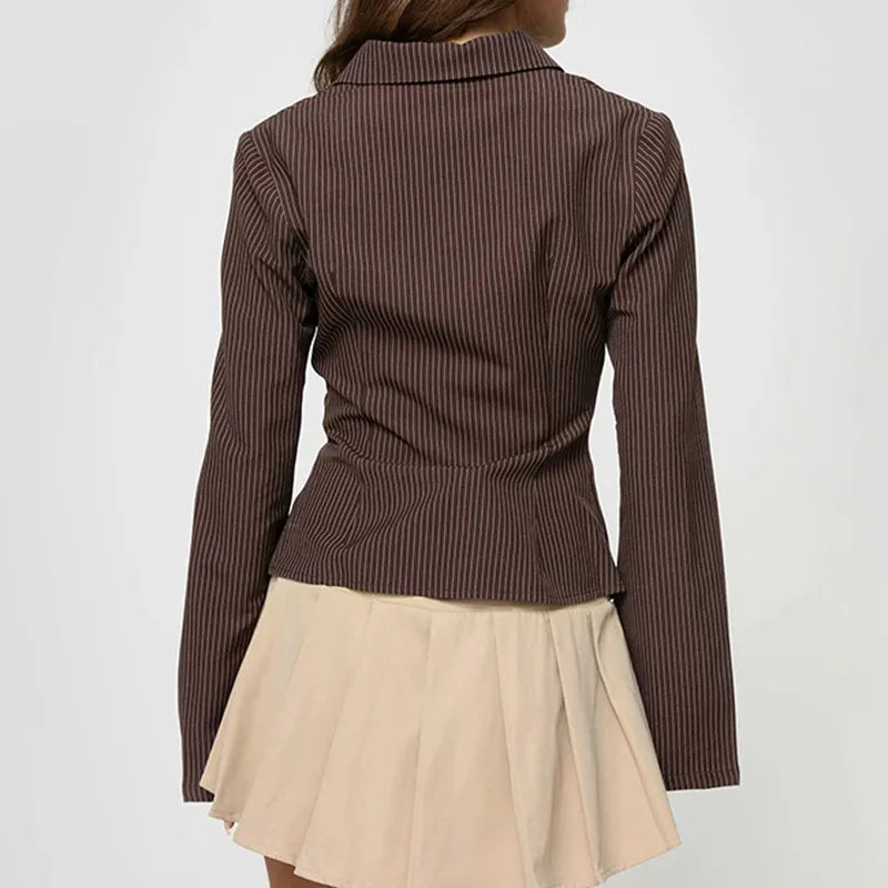 Chemisier Femme Chic Rétro à Manches Évasées – Slim-Fit Confortable et Élégant-6