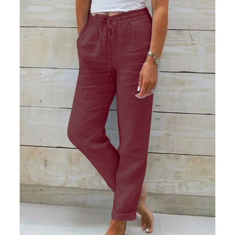 Pantalon Fluide Femme – Lin Léger, Coupe Moderne et Élégante