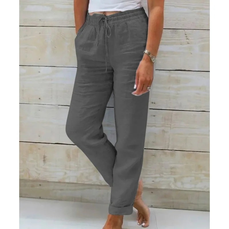 Pantalon Fluide Femme – Lin Léger, Coupe Moderne et Élégante