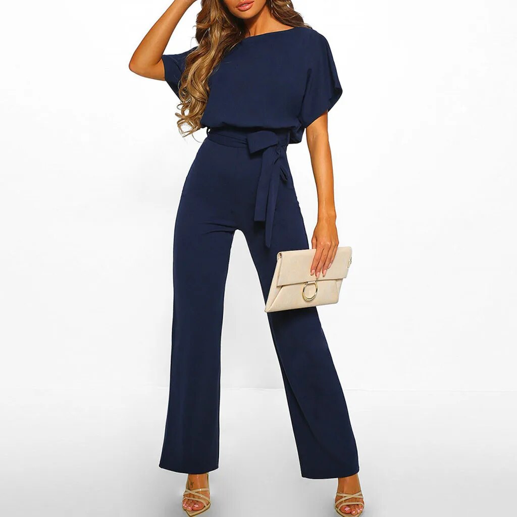 Combinaison Femme Chic à Manches Longues avec Ceinture - Élégante et Confortable pour Toutes Occasions-1