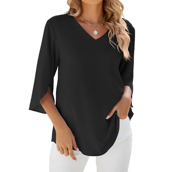 Variant image for Chemisier Femme Chic Col en V Léger – Blouse Blanche Femme Confortable pour Jours Chauds-11