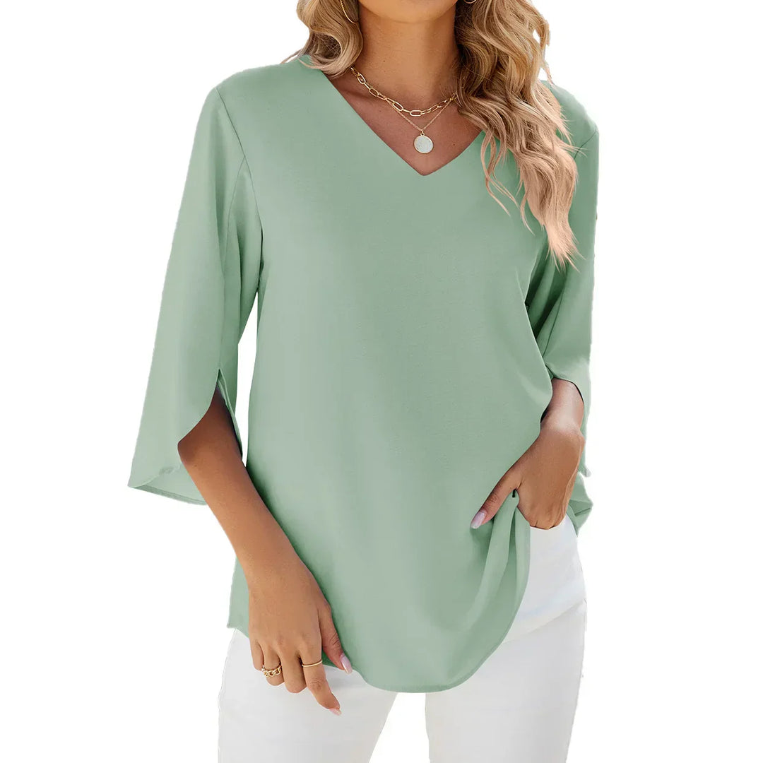 Variant image for Chemisier Femme Chic Col en V Léger – Blouse Blanche Femme Confortable pour Jours Chauds-21