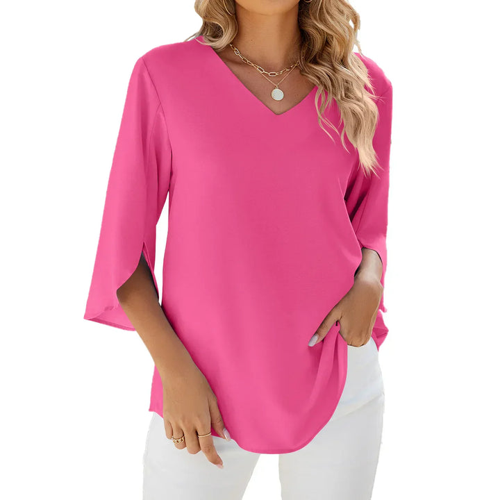 Variant image for Chemisier Femme Chic Col en V Léger – Blouse Blanche Femme Confortable pour Jours Chauds-16