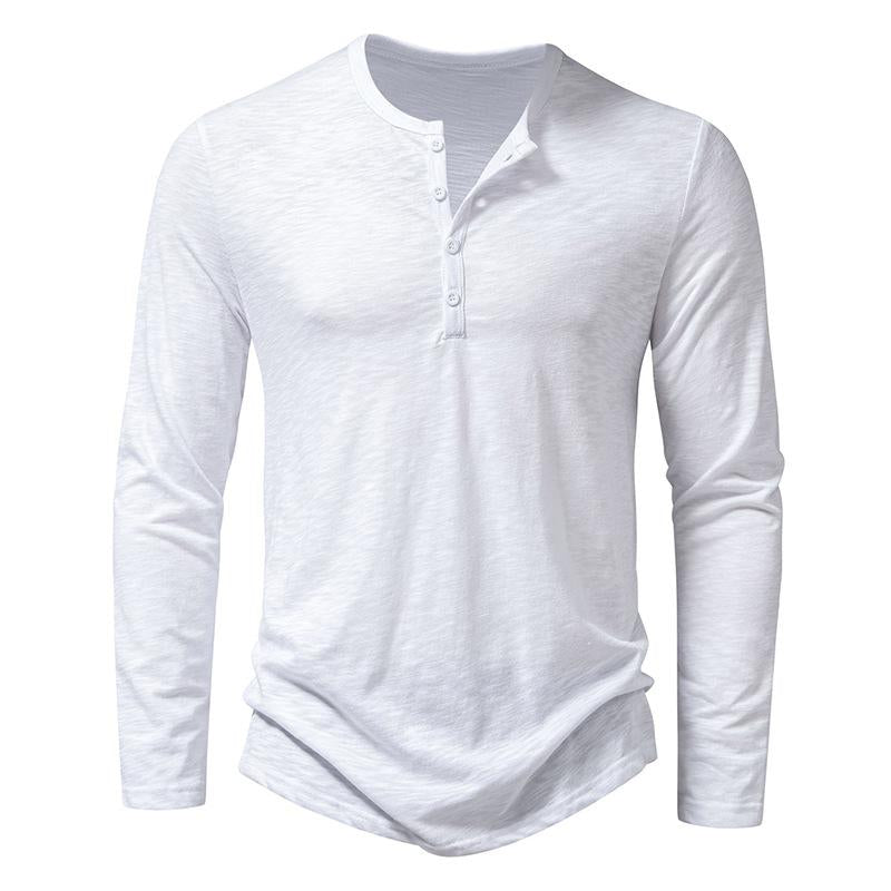 Variant image for Tee Shirt Homme À Manches Longues Henley, Col Boutonné, Confort en Coton Doux – Style Décontracté-21