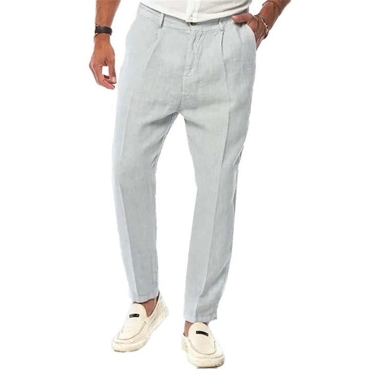 Pantalon en Lin Homme Droit Lâche Respirant – Confort Optimal Couleur Unie pour Toutes Saisons-2