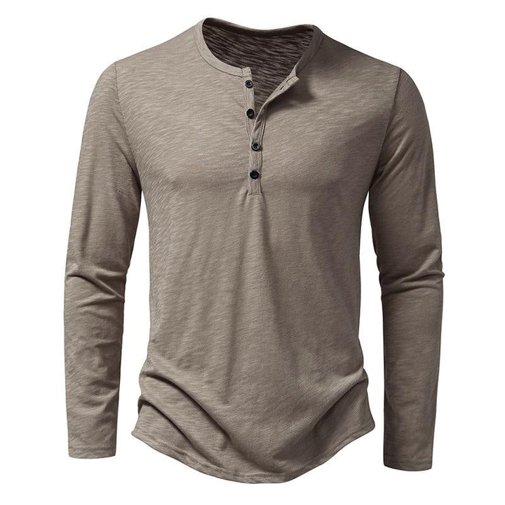 Tee Shirt Homme À Manches Longues Henley, Col Boutonné, Confort en Coton Doux – Style Décontracté-6