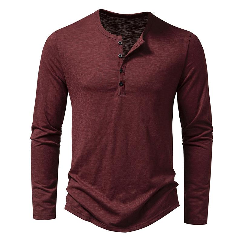 Variant image for Tee Shirt Homme À Manches Longues Henley, Col Boutonné, Confort en Coton Doux – Style Décontracté-16