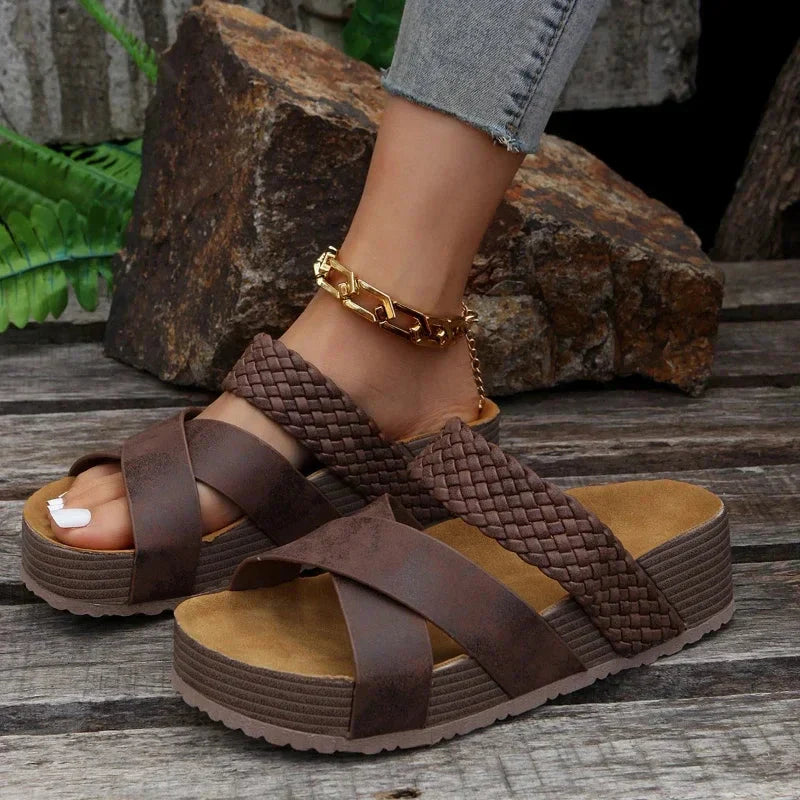 Sandales Orthopédiques Confortables Femme – Semelle Respirante et Amortissante en Cuir Végétalien, Style Ouvert-1