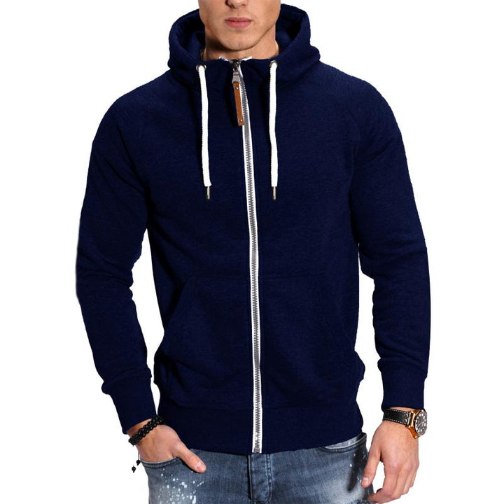 Veste à Capuche Homme en Mélange de Coton – Veste Décontractée Zippée avec Poches Avant pour Activités Sportives et Loisirs-4