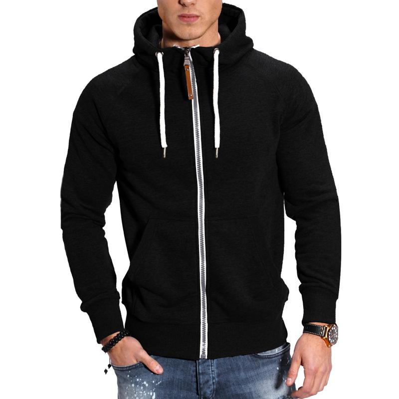 Veste à Capuche Homme en Mélange de Coton – Veste Décontractée Zippée avec Poches Avant pour Activités Sportives et Loisirs-3