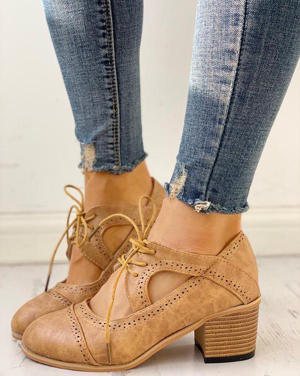 Bottes à Talons Brogue Confortables en Cuir PU pour Femme - Élégantes et Idéales pour le Quotidien-3