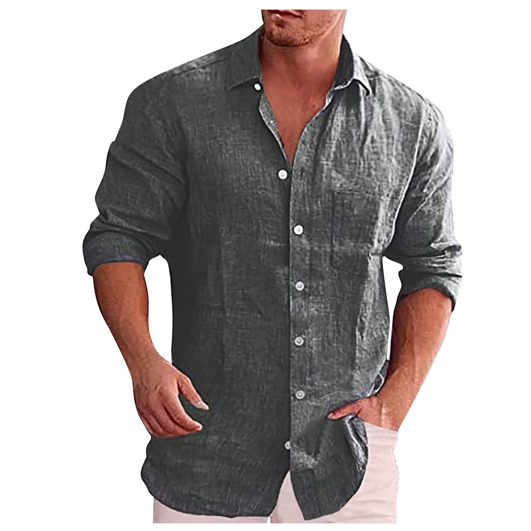Variant image for Chemise en Lin Homme Décontractée avec Col Revers – Élégante et Confortable pour Toutes Occasions-23