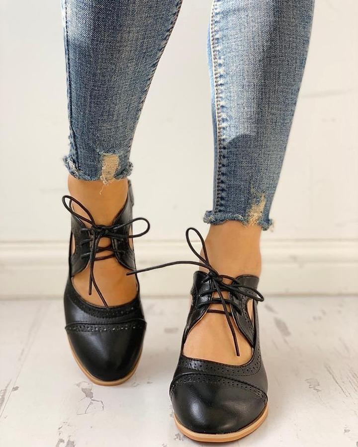 Bottes à Talons Brogue Confortables en Cuir PU pour Femme - Élégantes et Idéales pour le Quotidien-6